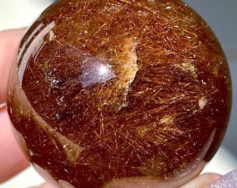 High Quality Red & Gold Rutile Quartz Sphere, Rutilated Quartz Collectors Crystal