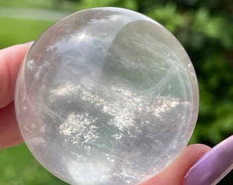 White Fluorite Sphere with Rainbows - #80