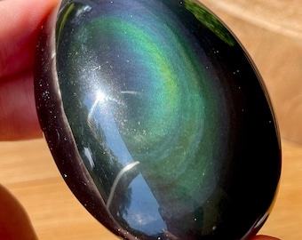 Velvet Rainbow Obsidian Large Palmstone - No.69