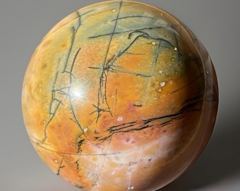 Cherry Creek Jasper Sphere – Natural Polished Crystal Ball, Natural Colorful Jasper Specimen (425)