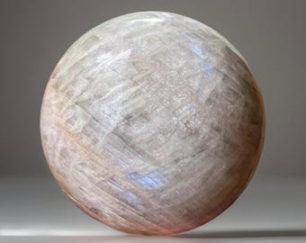 Sunstone Moonstone Large Sphere with blue and rainbow confetti flashes, Rare Collector’s Crystals, #41