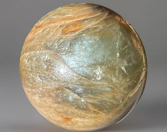 Natural Aquamarine Sphere with Feldspar Inclusions, Pegmatite Mineral Polished Specimen, Collector’s Crystal (405)
