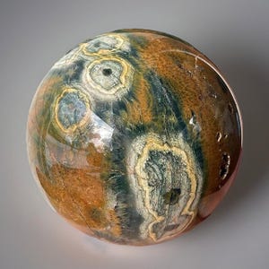 Orbicular Ocean Jasper Sphere, Natural Large Unique Madagascar Jasper Crystal Ball
