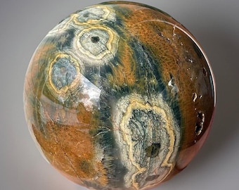 Orbicular Ocean Jasper Sphere, Natural Large Unique Madagascar Jasper Crystal Ball