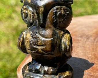 Tiger eye Owl Crystal carving , Crystal Figurines