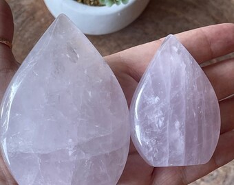 Periwinkle Rose Quartz Flame, AAA Quality Rare Crystal Rainbow Lavender Rose Quartz Drop