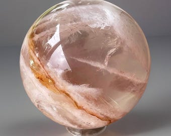 Snowflake Rose Quartz Sphere & Pink Fire Quartz, Rainbow Galaxy Ferruginous Quartz, Unique Polished Crystal’s