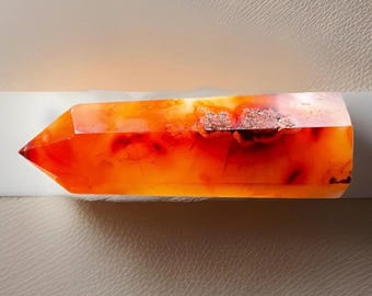 Carnelian Agate Large Tower: Deep Orange Red Crystal Point (416)