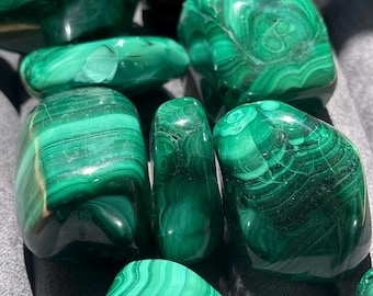 Malachite Tumbled Stone, Natural Polished Malachite Crystal , Rocks for Cars and Purses