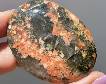 Epidote palmstone with Orthoclase Feldspar  - Polished Crystal Gemstone