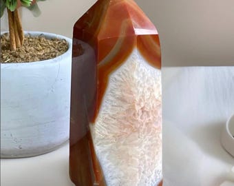 Carnelian Large Chunky Tower with Quartz