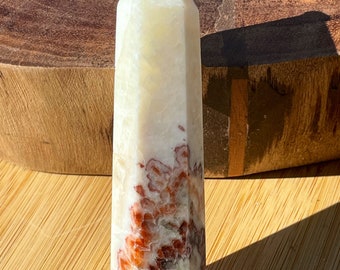 Pork Stone Red Banded Calcite Tower | Dali Jasper Point | AAA Crystal Home decor