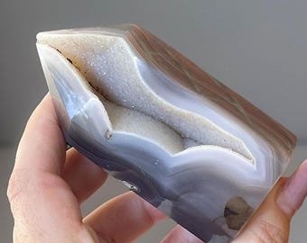 Sugar Druzy Agate Crystal Tower, Natural Gemstone Home Decor, Unique Gift for a Crystal Collector