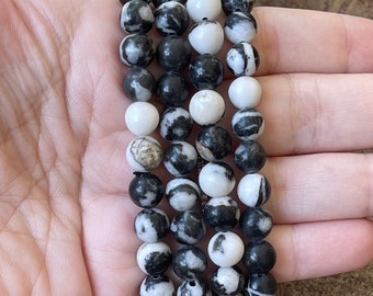 Black & White Jasper Bracelet - 8 mm Beads