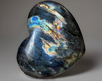 Spectrolite Labradorite Crystal Heart - Natural Rare Crystal from Finland