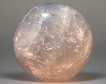Blue Quartz Sphere with Rainbows & Asterisms, HQ Madagascar Rose Quartz