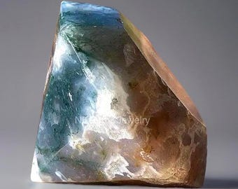 Moss Agate Crystal Diamond: Faceted Druzy Paperweight, Natural Stone Decor