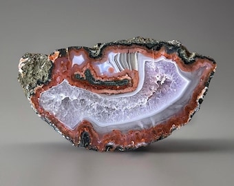Laguna Agate from Mexico, Natural Agate Front Polished Specimen, Pink Red  & Purple Quartz Mexican agate