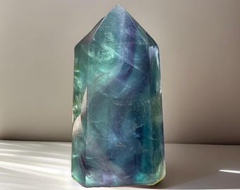 Blue Fluorite Tower, Full of Rainbows Chunky Fluorite Tower, Natural Crystal AAA Quality, Fluorite Point