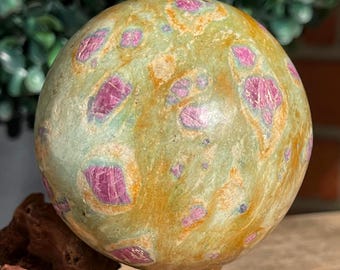 Ruby in Fuchsite Sphere, UV reactive AAA HQ Crystal Orb #389