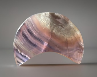Silky Fluorite Unique Crescent Moon Crystal Carving