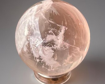 Snowflake Rose Quartz Sphere • Rare Collectors White Garden Quartz Crystal Ball