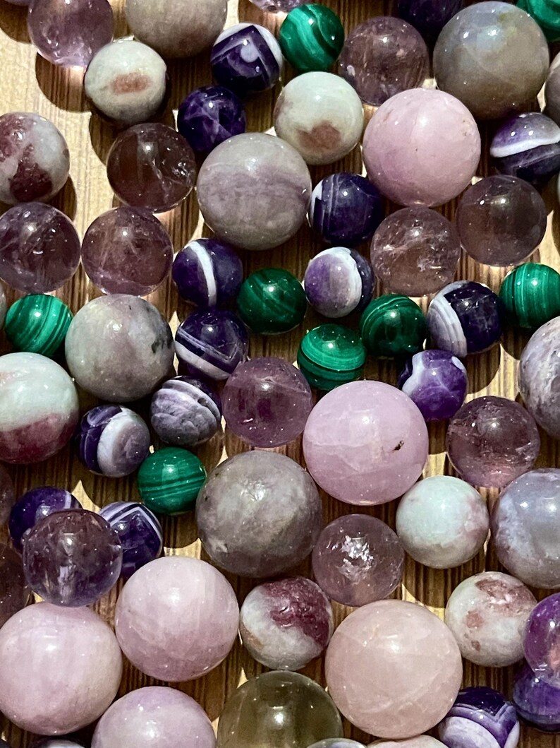 Mini Sphere Vial - Mini Crystal Spheres - Tourmaline, Citrine, Green ...