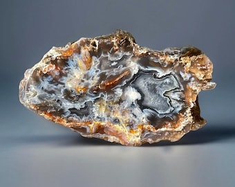 Nebraska Blue Chalcedony Nodule with Quartz — Front Polished Collector Specimen