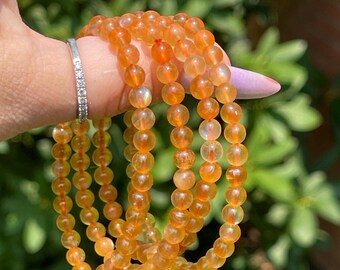 Oregon Sunstone Bracelet • Beaded HQ 5mm Rare Crystal Bracelet • Unique Handmade Crystal Jewelry