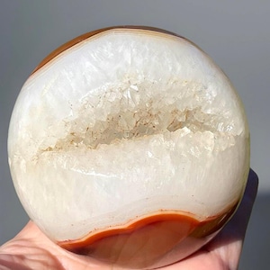 Carnelian & Quart XXL Sphere, Orange Red Carnelian Agate Ball, Unique Carnelian Sphere, Natural Crystal gift, Home Decor