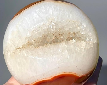 Carnelian & Quart XXL Sphere, Orange Red Carnelian Agate Ball, Unique Carnelian Sphere, Natural Crystal gift, Home Decor
