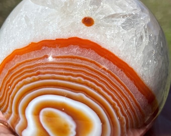 XXL Carnelian Sphere with Quartz - Fine Quality, 82mm