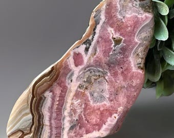 Rhodochrosite Slice from Argentina • Heart Chakra Stone • Pyrite in Rhodochrosite • Natural Pink Crystal