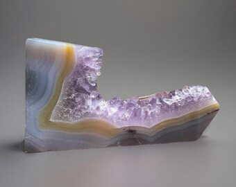 Amethyst & Blue Grey Banded Agate Cluster Tower - Stunning Natural Crystal