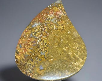 Plume Agate Flat Pear Drop, Rare Feather-Like Patterns, Lapidary Collector’s Stone (319)