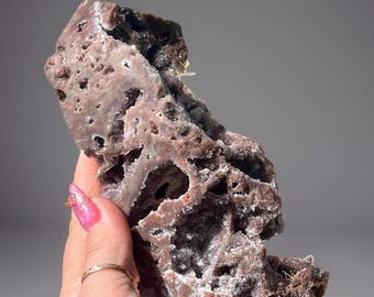 Red Sphalerite packed with Druzy XXL Tower, Chocolate Brown Chalcedony Statement Specimen Point