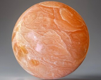 Orange Calcite XLSphere • Natural Polished Dreamy Tangerine Calcite Stone Ball •Crystals for Gifting Collecting & Decorating