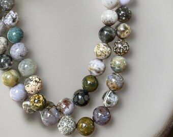 8th Vein Ocean Jasper 20 Inch Necklace , Orbicular Ocean Jasper Beads, old stock Jelly ocean Jasper collectors edition Jewelry