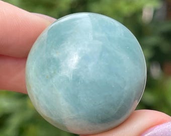 Aquamarine Sphere, Untreated Natural Mineral Polished Crystal Specimen, Brazilian Blue Aqua Ball, Collector’s Crystal (483)
