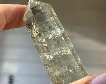 Prasiolite Tower with Rainbows -No. 89, Green Quartz Crystal Point