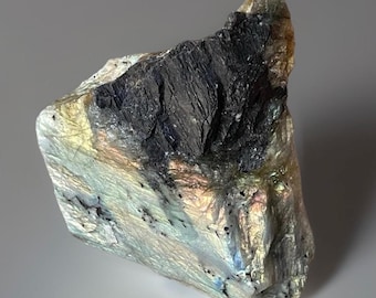 Labradorite Sunset Rough Slab with Silver Blue & Gold Orange Flash