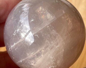 Star Blue Rose Quartz Sphere with Rainbows, HQ Madagascar Rose Quartz