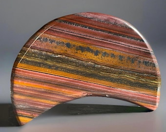 Tiger Iron Moon, Natural Crystal Large Cresent Moon, Unique Carved Polished Colorful Stone Home Decor