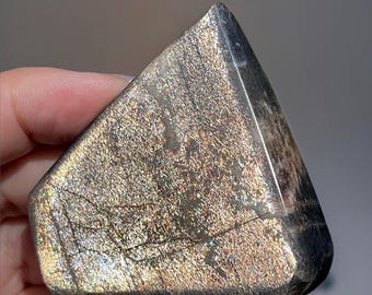 Rainbow Lattice Sunstone Freeform, Rare Confetti Black sunstone Polished Crystal - #63