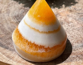 Orange Calcite Sparkling Cone with beautiful color - No.29