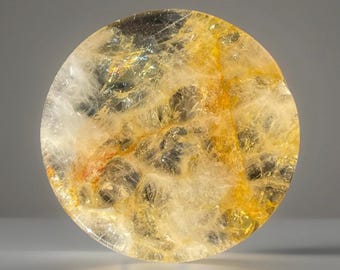 Hematoid Quartz Cookie Flat, Natural Golden Healer Quartz Crystal Disc, Crystals for Gifting & Collecting (87)