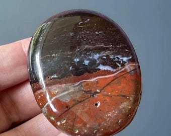Spectacular Black Red Zebra Jasper Palmstone, Polished Crystal, Natural Unique Rock (41)