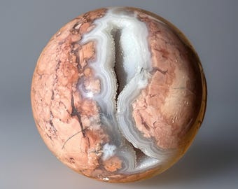 Sugar Druzy & Pink Lace Cotton Candy Agate Sphere