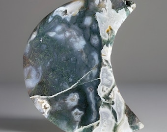 Moss Agate XL Statement Cresent Moon Crystal Carving (7)