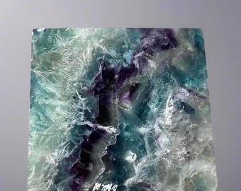 Blue Feather Fluorite XXL Thick Slab full of Rainbows, Unique Crystal Slab, Natural Stone Home Decor